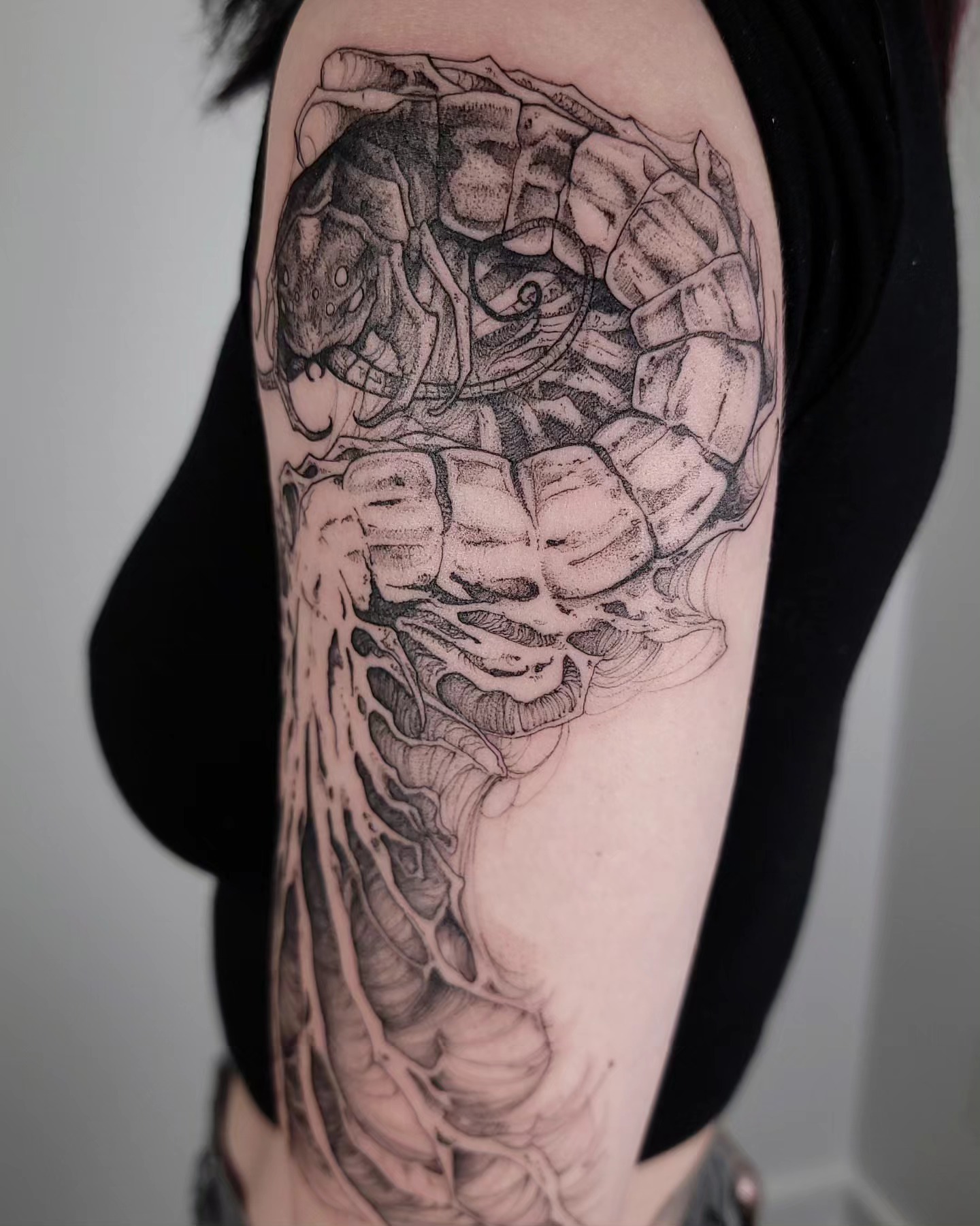 Muscle and tendons realism tattoo on the forearm by Ghost