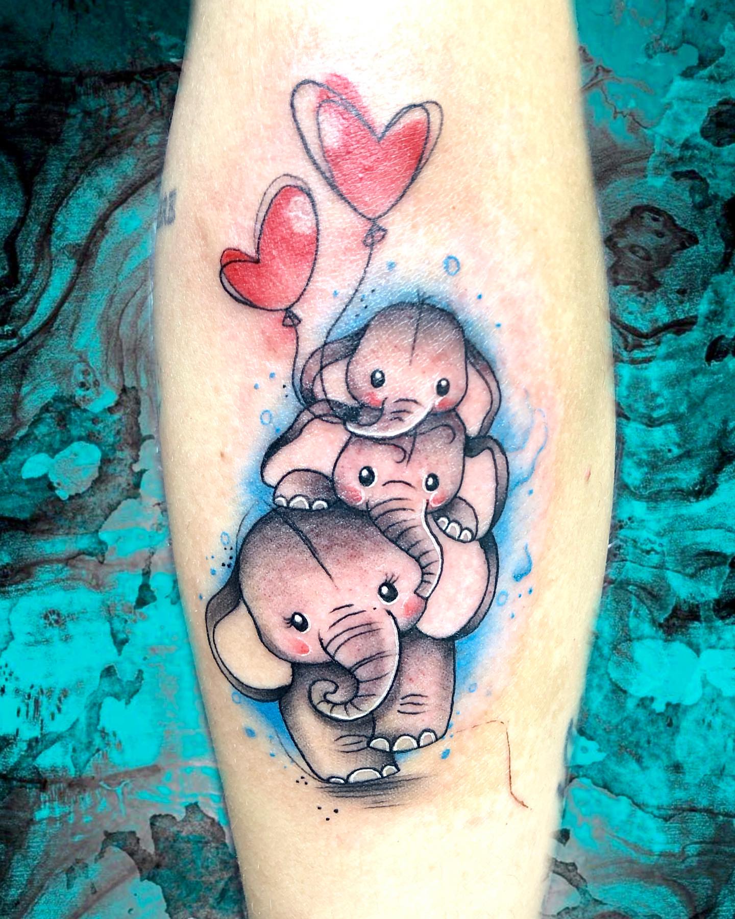 Elephants dotwork tattoo on the forearm by Luis Chauta