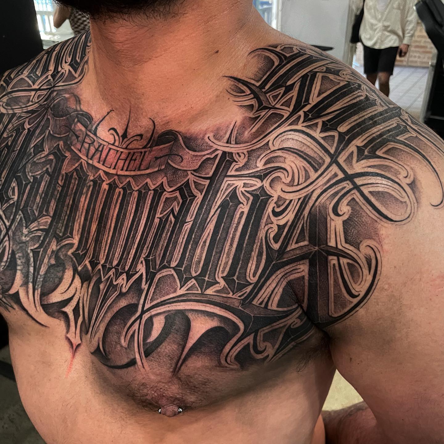 Tattoo by @dopeletterstattoo — black_and_grey