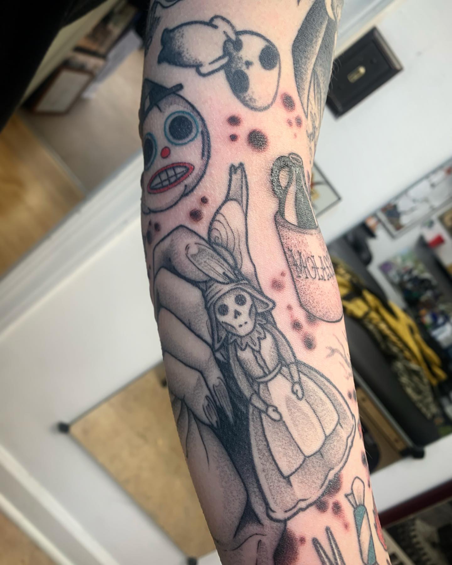 Tattoo by @colleen_bricker — dotwork, anime