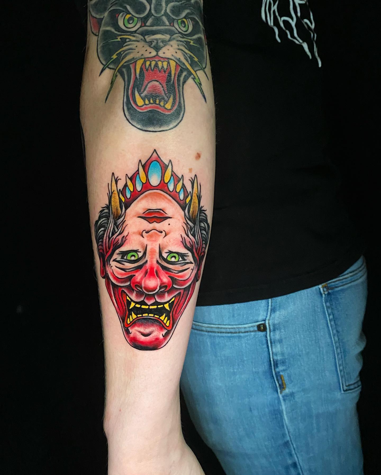 Tattoo by @xwoodlandcorex — american_traditional, dark_realism