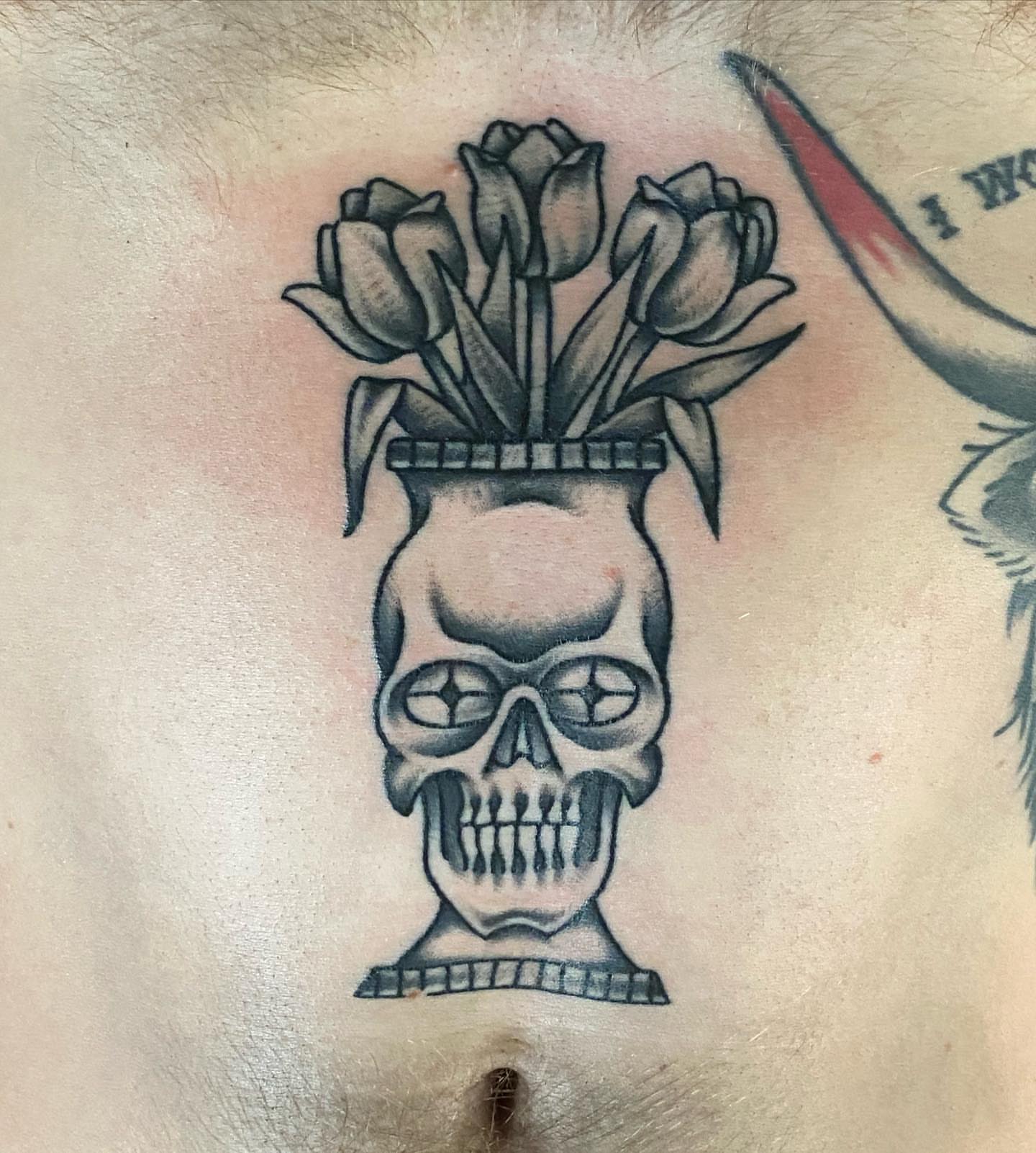 Tattoo by @xwoodlandcorex — black_and_grey