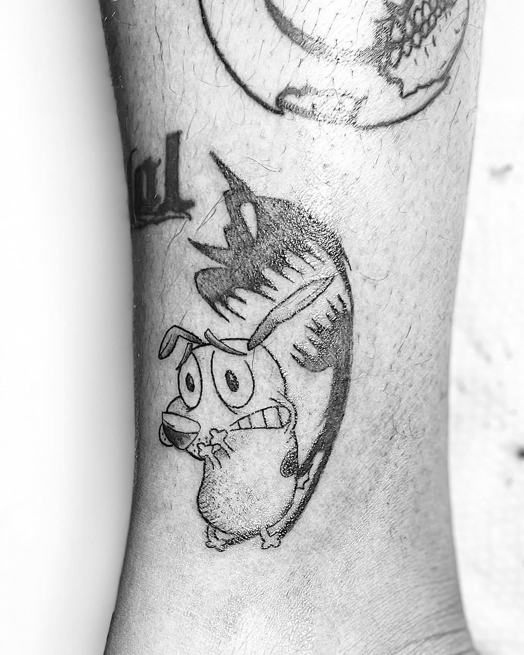 Courage the Cowardly Dog new school tattoo on the forearm by 😈headhuncho😈