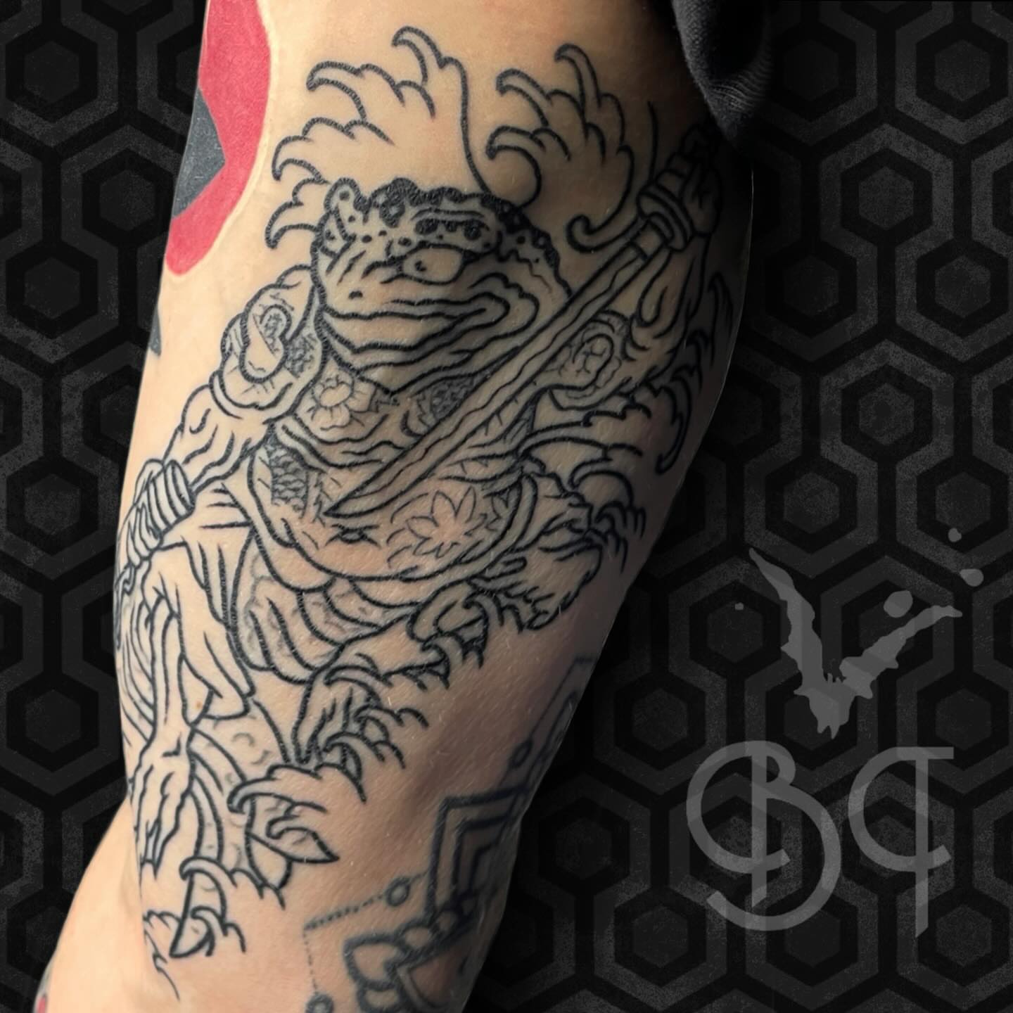 Lion japanese irezumi tattoo on the forearm by Belfry Tattoo