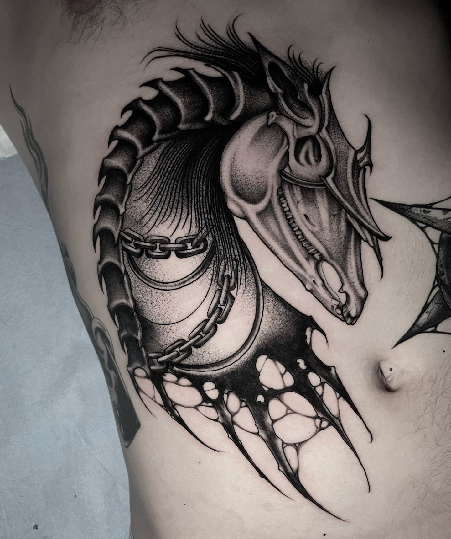Tattoo by @sofiarosetattoos — black_and_grey, dark_realism