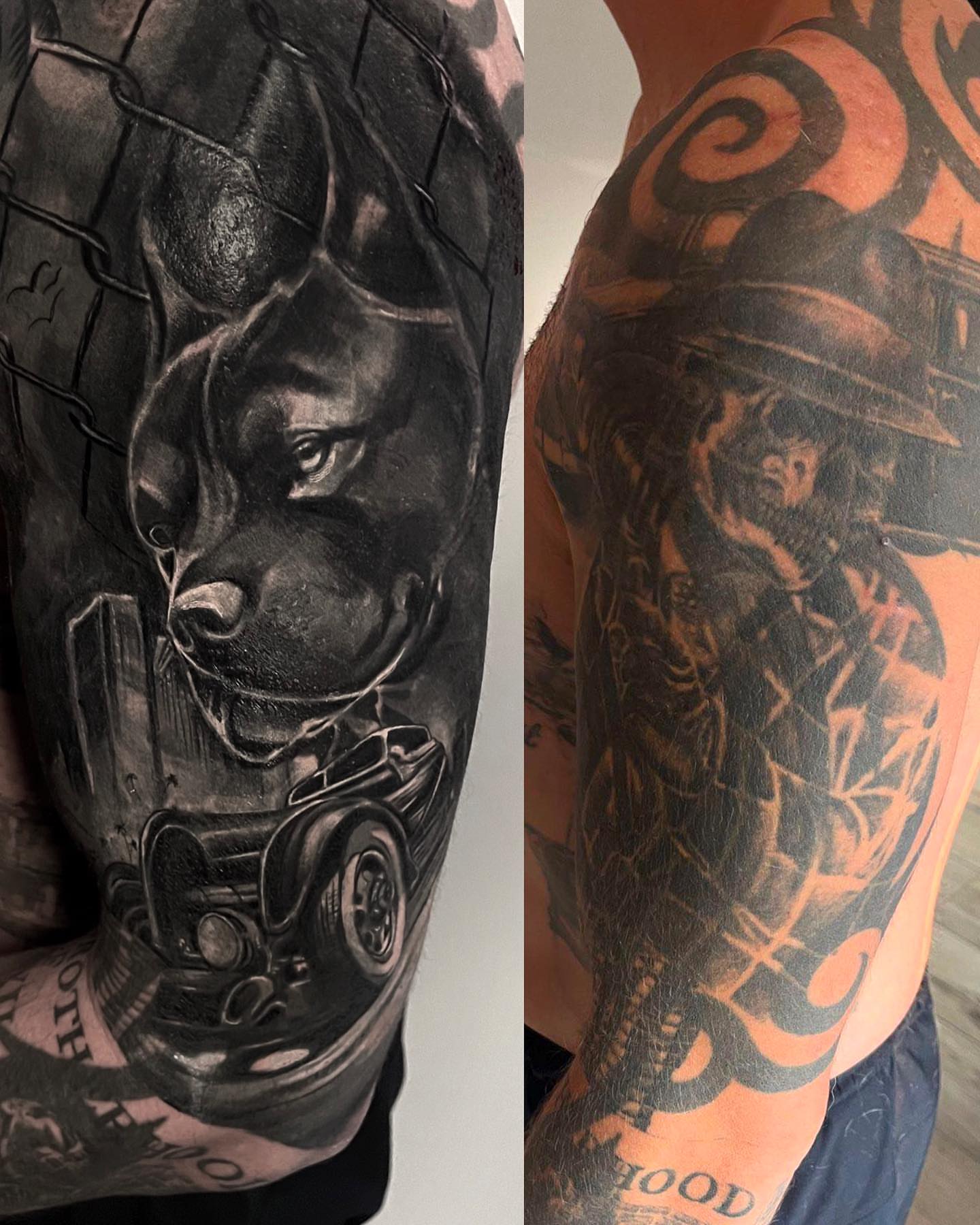 Tattoo by @robdansontattoo — realism, black_and_grey