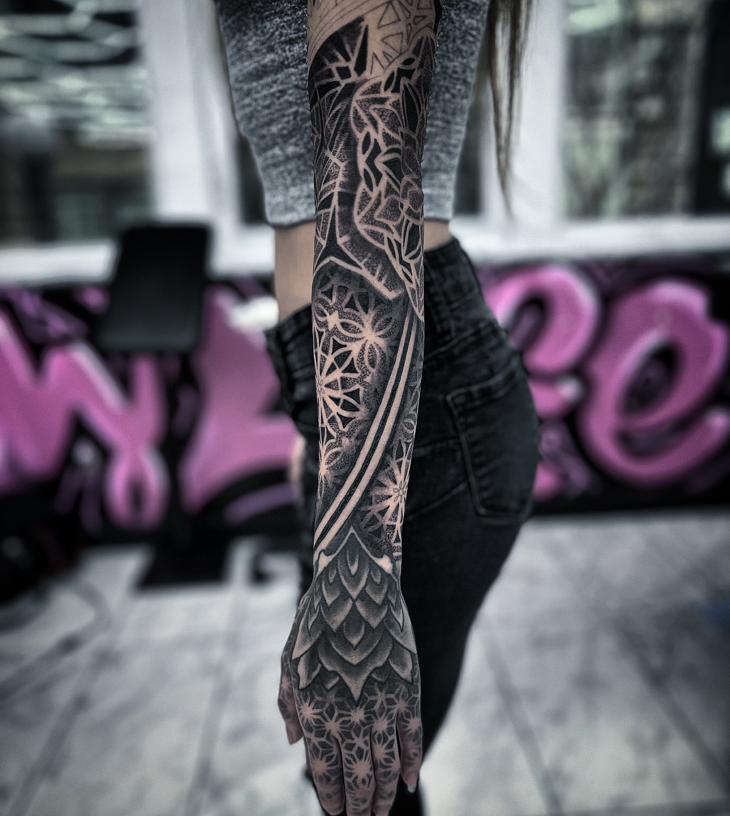 Tattoo by @mastercrae — dotwork, geometric