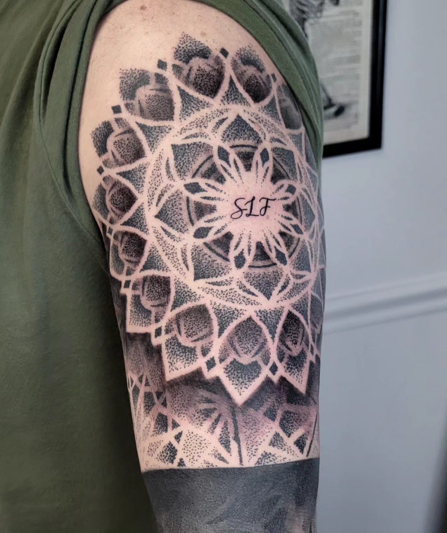 Tattoo by @chasehannatattoo — dotwork, geometric