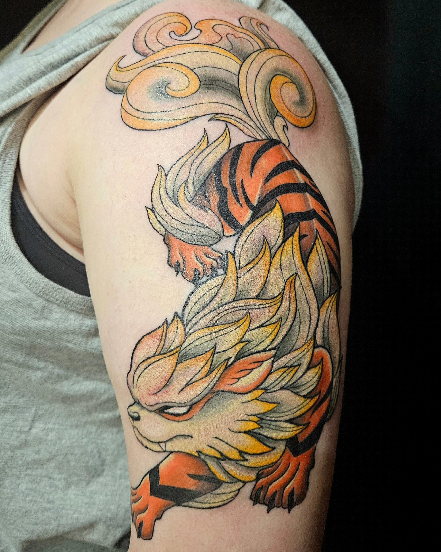 Tattoo by @ginnytattoo — american_traditional, japanese_irezumi
