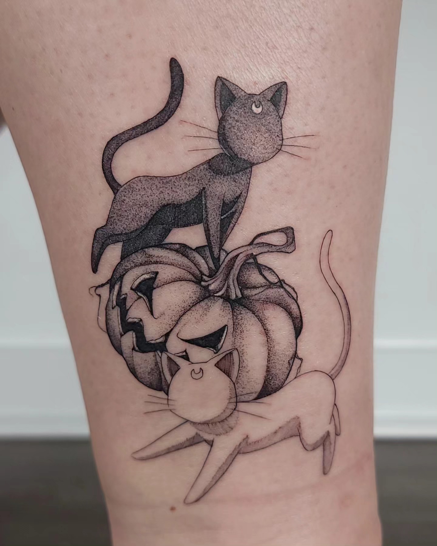 Tattoo by @gargeist — dotwork, black_and_grey