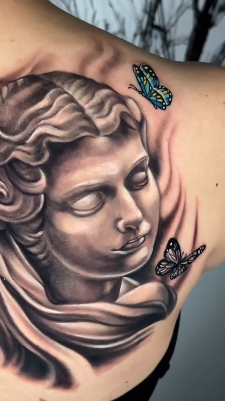 Tattoo by @jasonadkinstattoo — realism, black_and_grey
