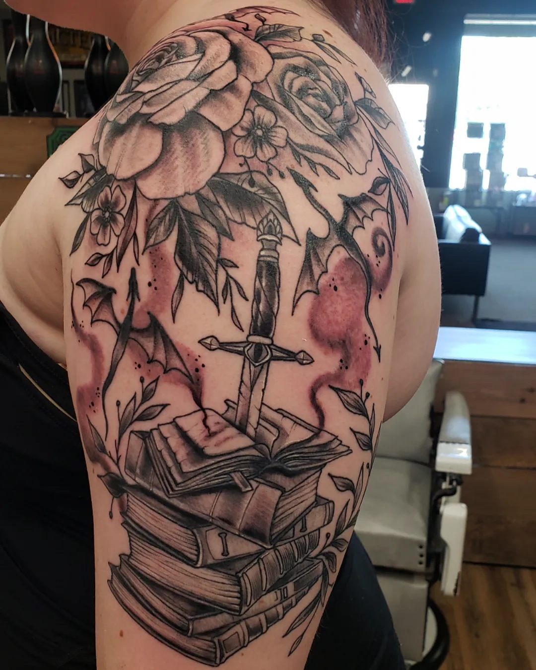 Tattoo by @haleygunz — black_and_grey, realism