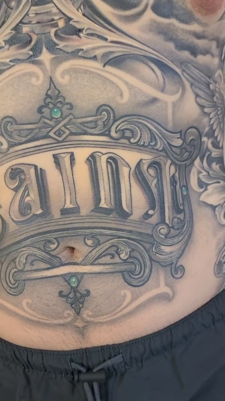 Tattoo by @mr.scriptkeeper — black_and_grey, lettering_script