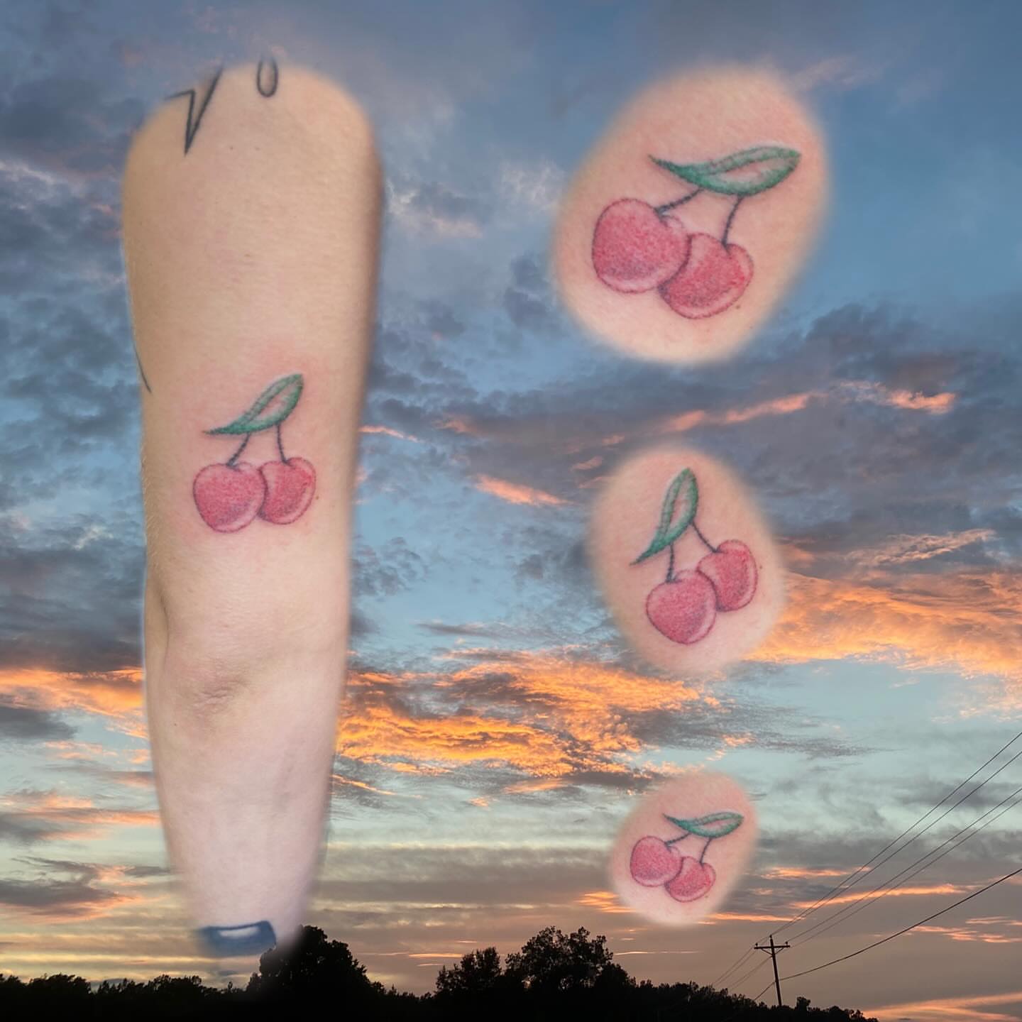 Cherry American traditional tattoo on the forearm by Maddy ⁂, Murfreesboro, Tennessee