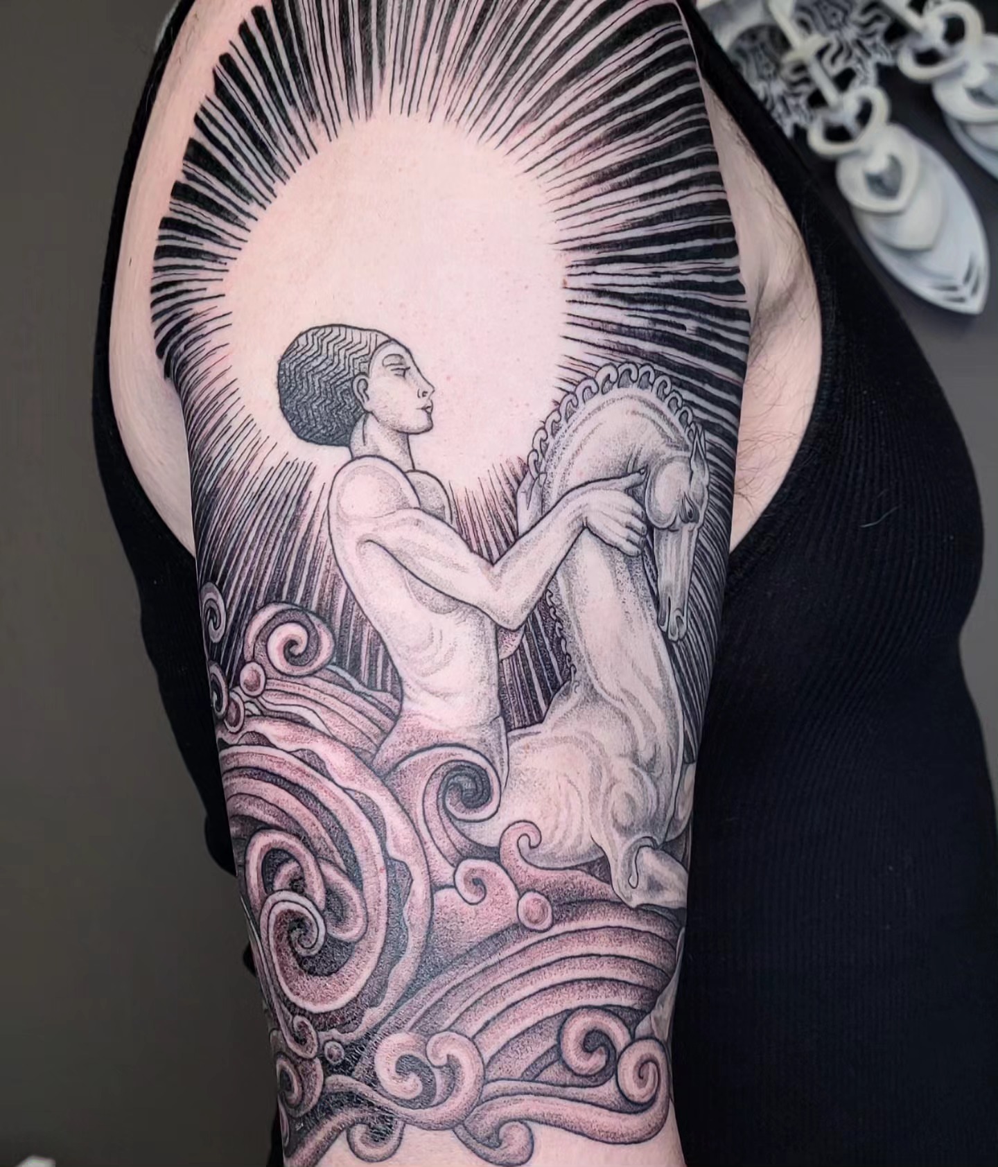 Tattoo by @chasehannatattoo — dotwork, realism