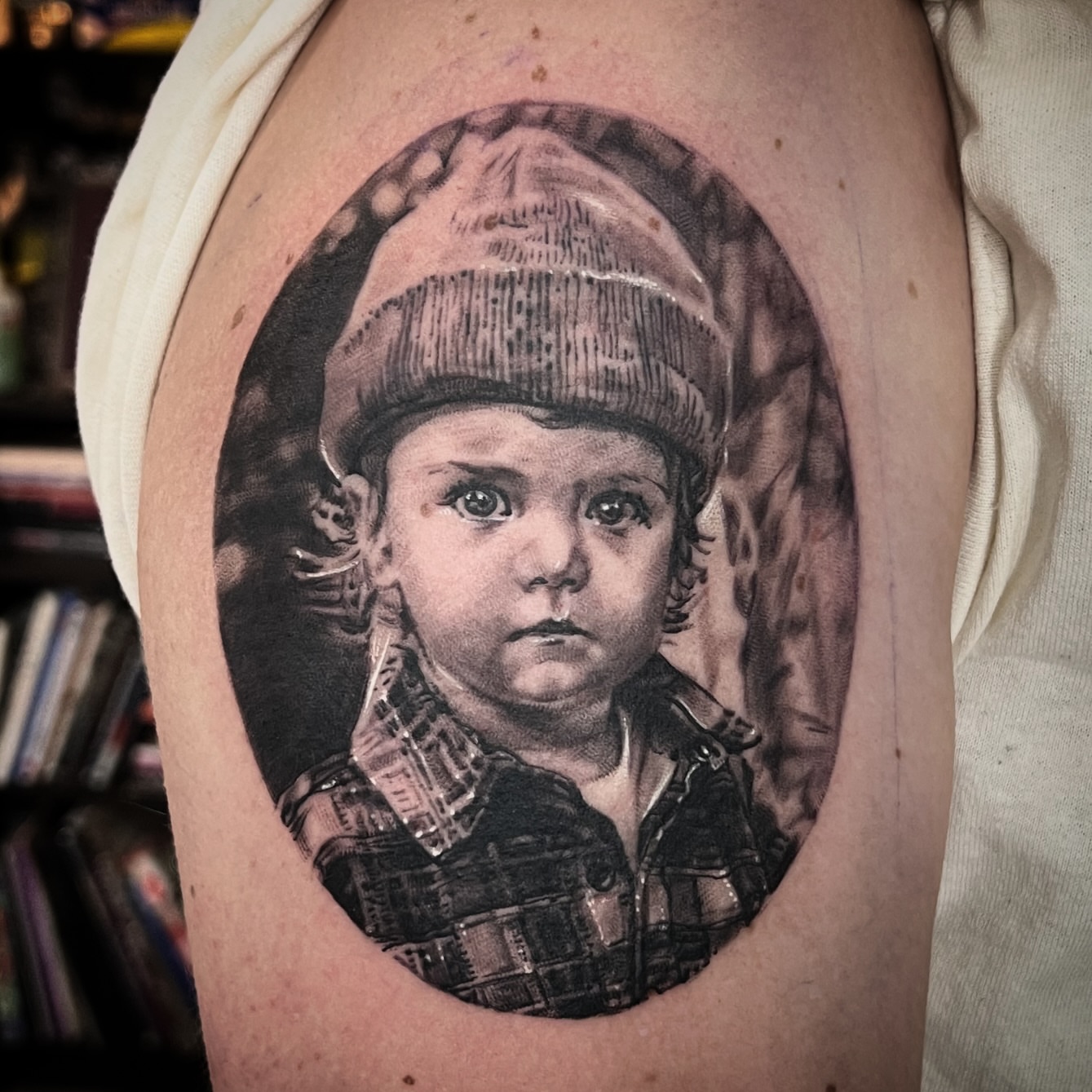 Tattoo by @mez_love_tattoos — realism, black_and_grey