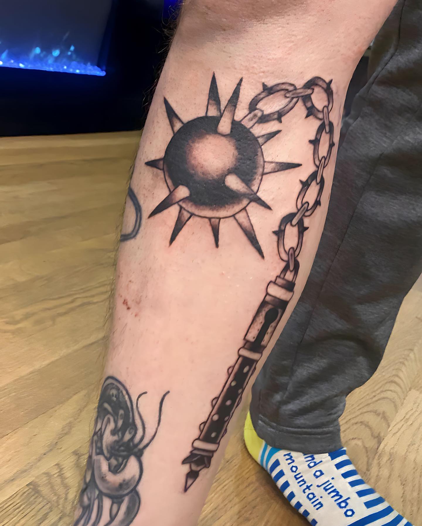 Tattoo by @cellardoortattoollc — black_and_grey