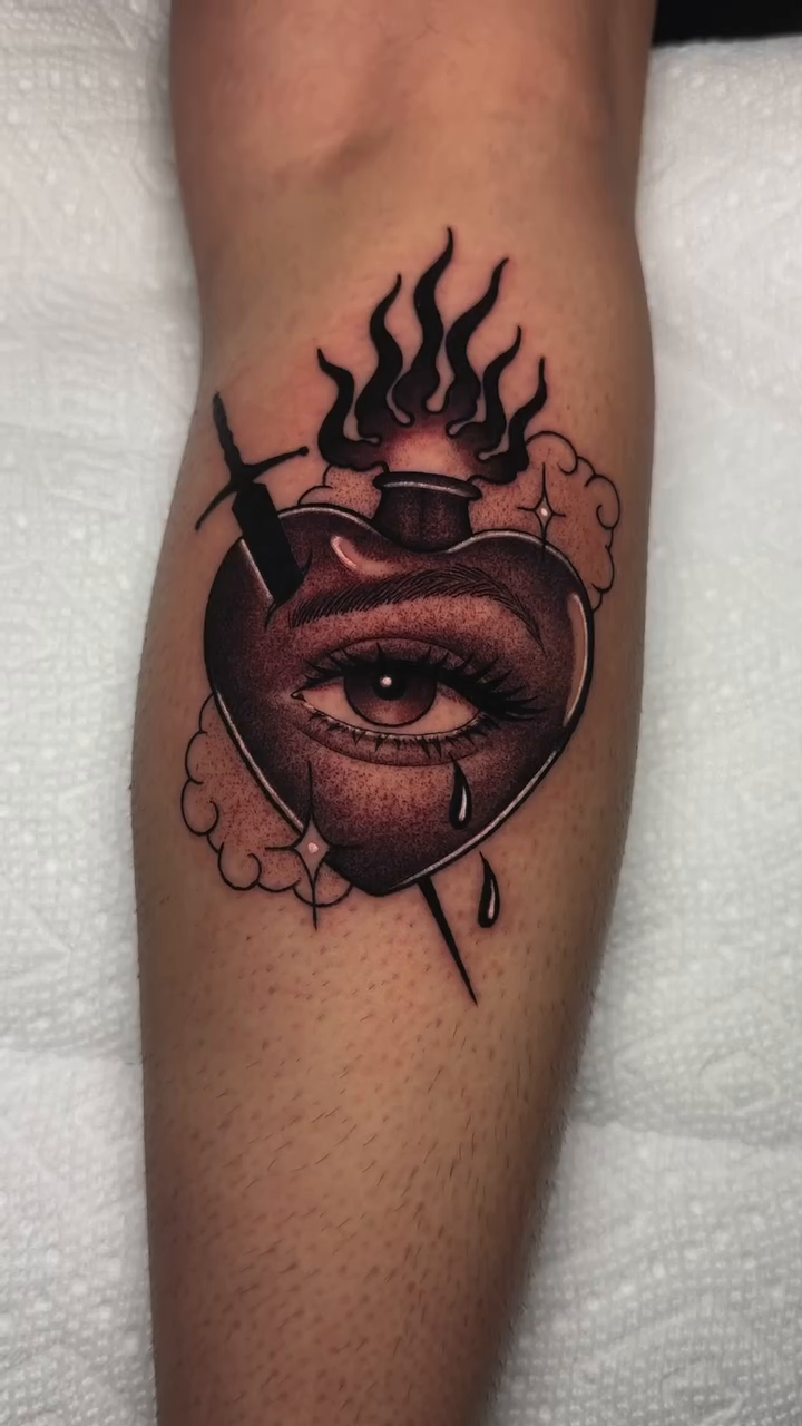 Sacred heart with eye neo-traditional tattoo by ๐ฎ๐๐๐๐๐๐