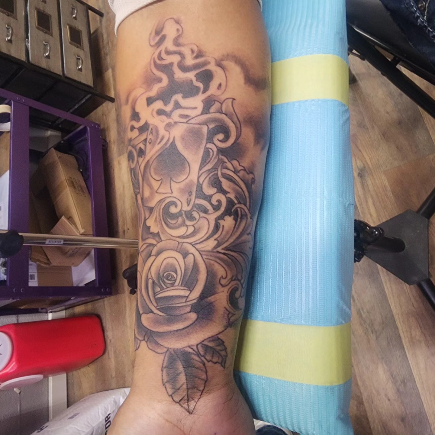 Tattoo by @conwaythetattooer — black_and_grey