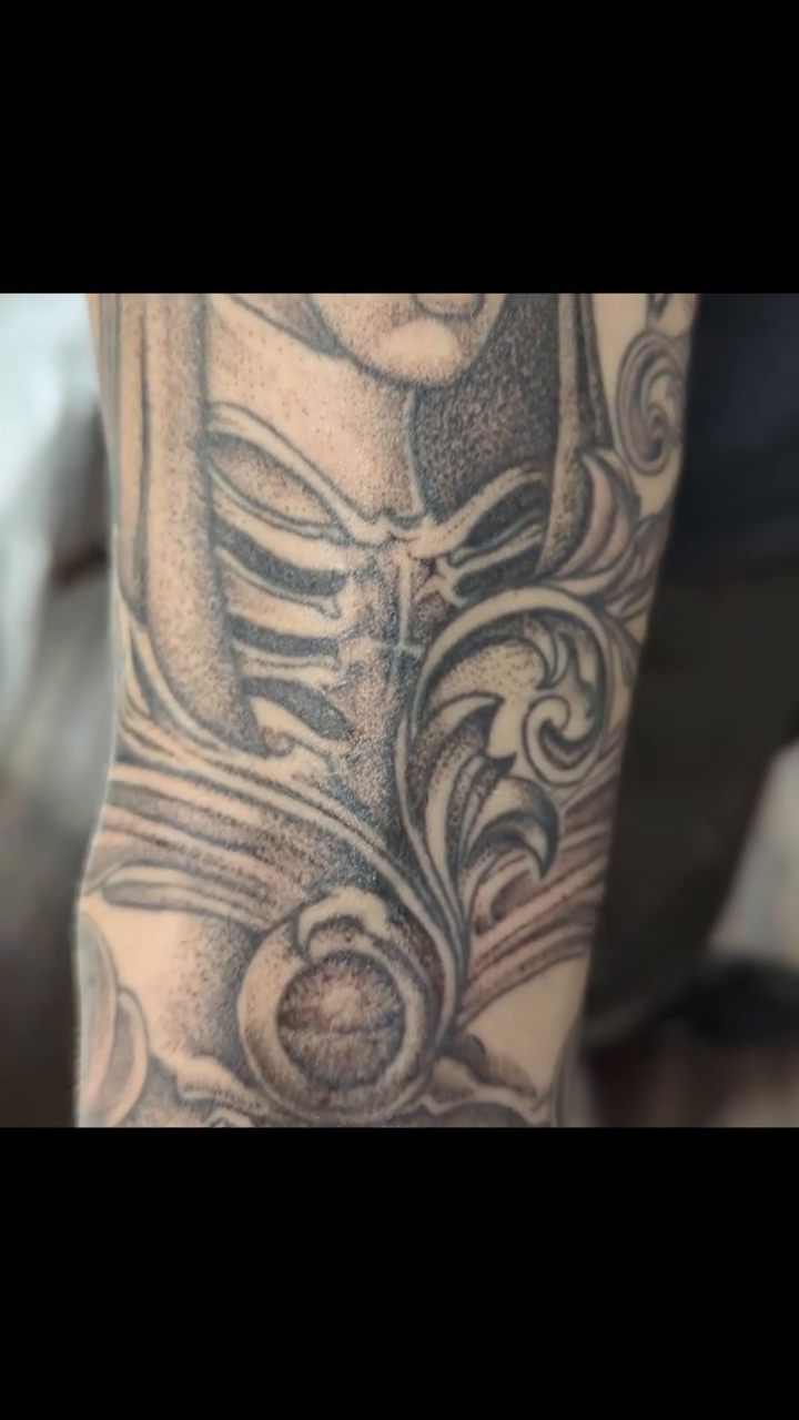 Chicano tattoo on the forearm by DONEL 📍Denver
