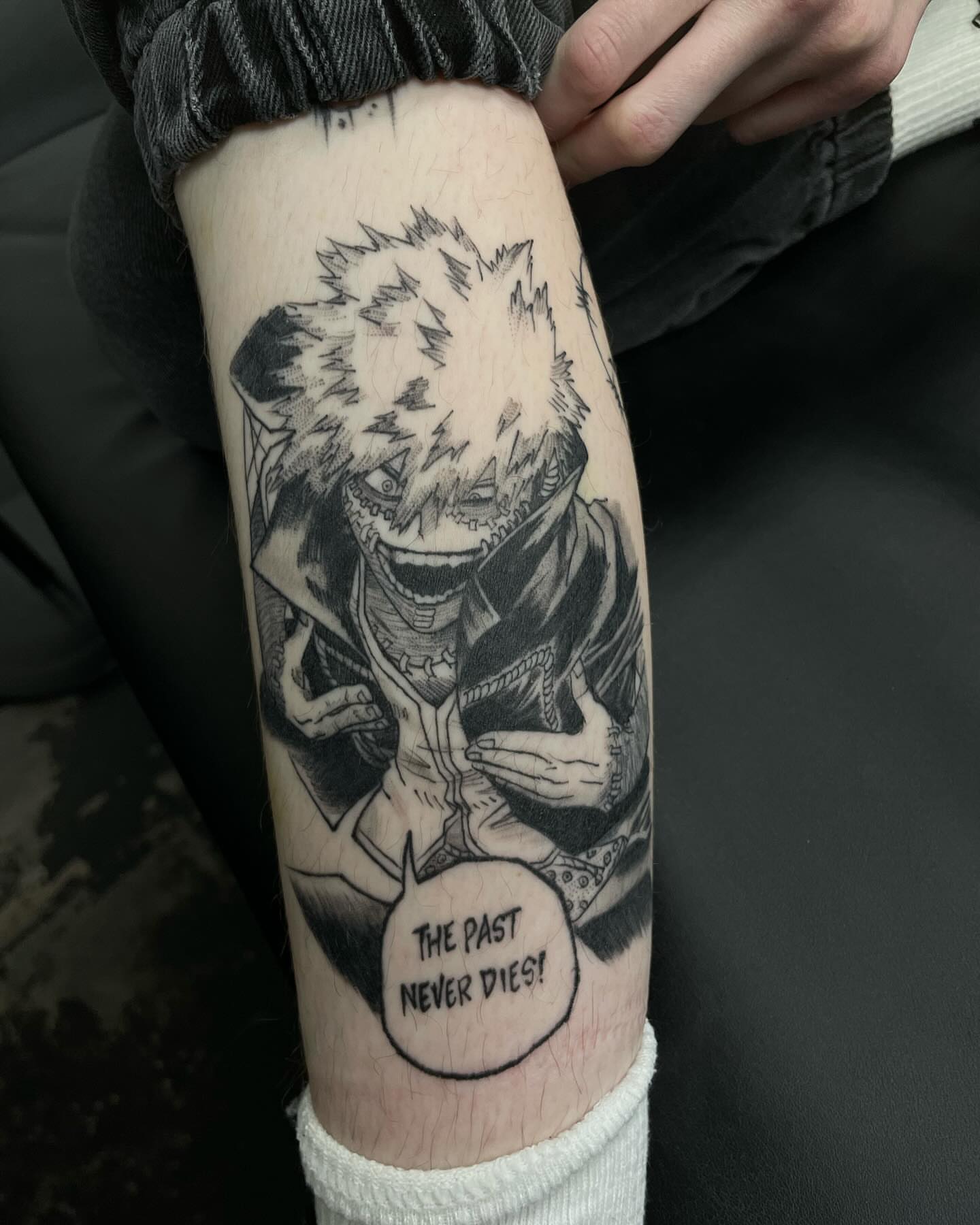 Anime character anime tattoo on the forearm by Kathryn the Tooth Collector