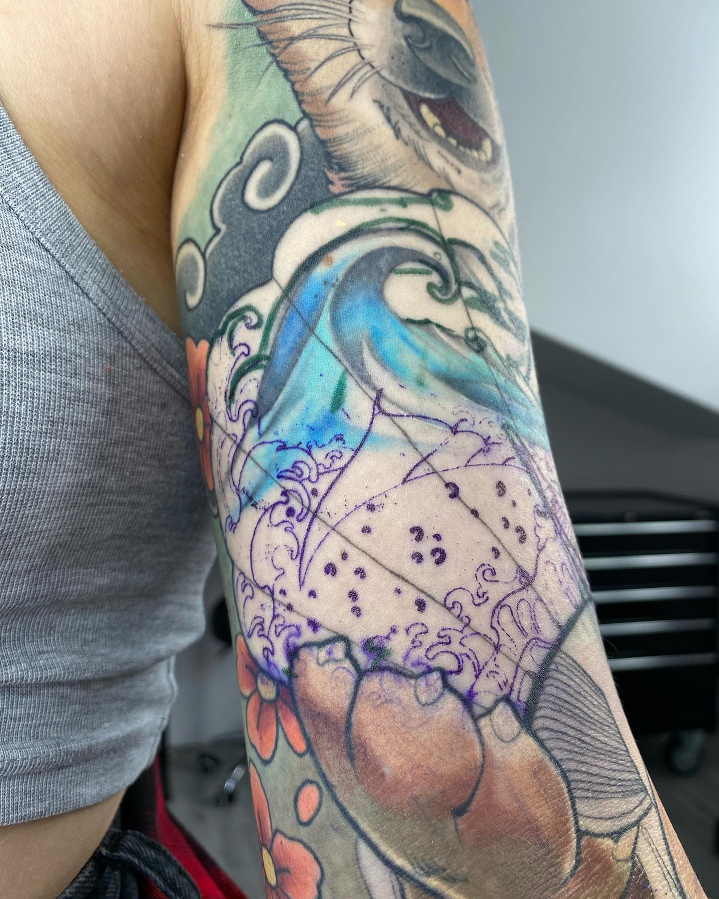 Tattoo by @annineva — japanese_irezumi, dotwork