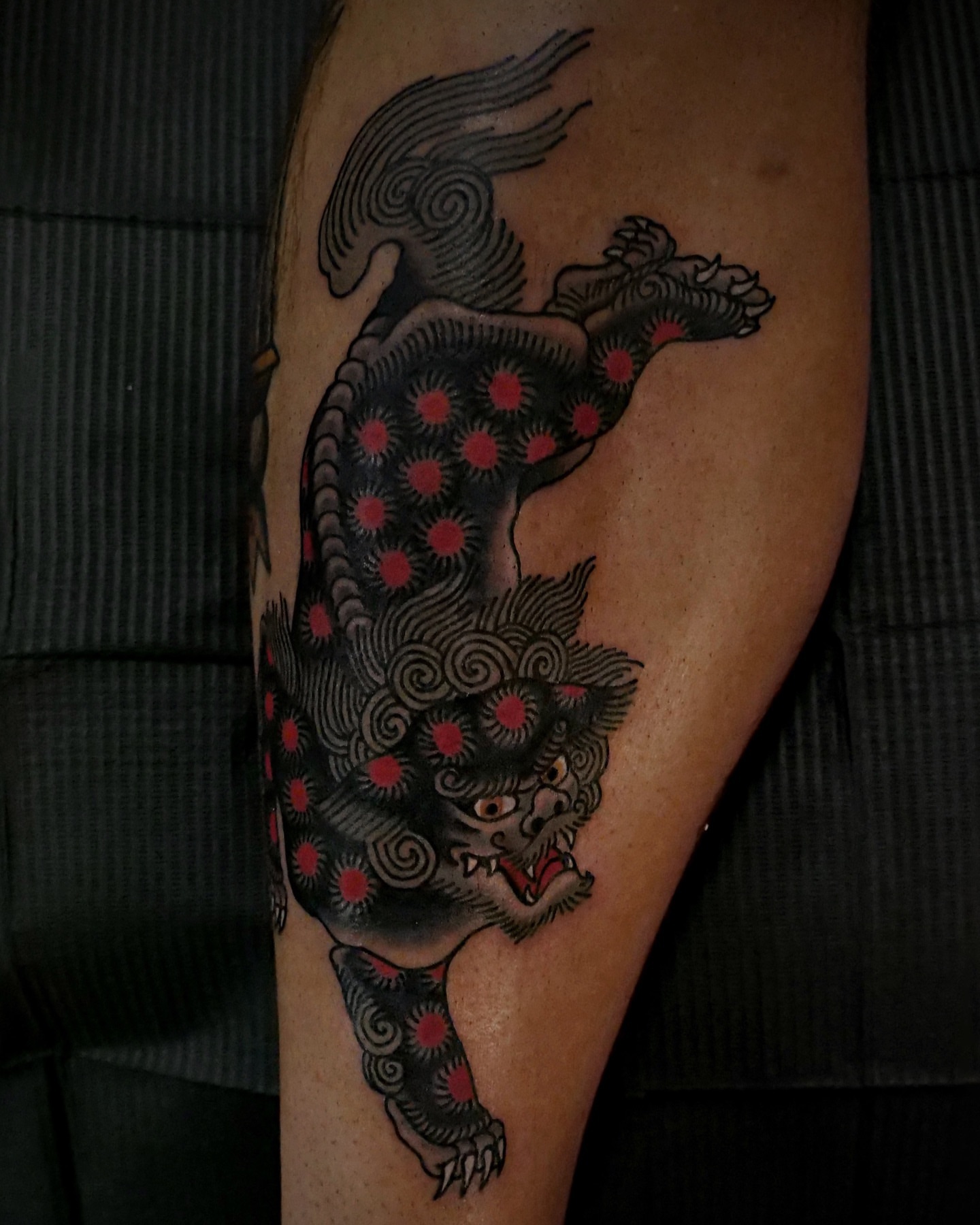 Mythical beast japanese irezumi tattoo on the forearm by Brandon Murphy