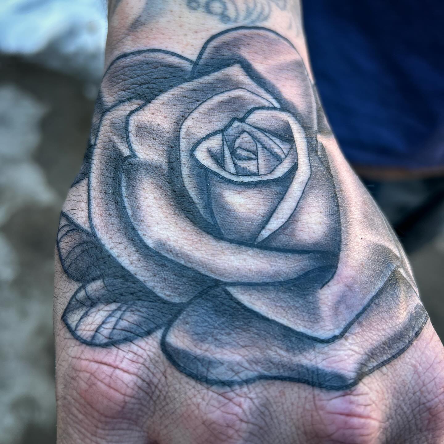 Rose black and grey tattoo on the forearm by Sean Cavanaugh