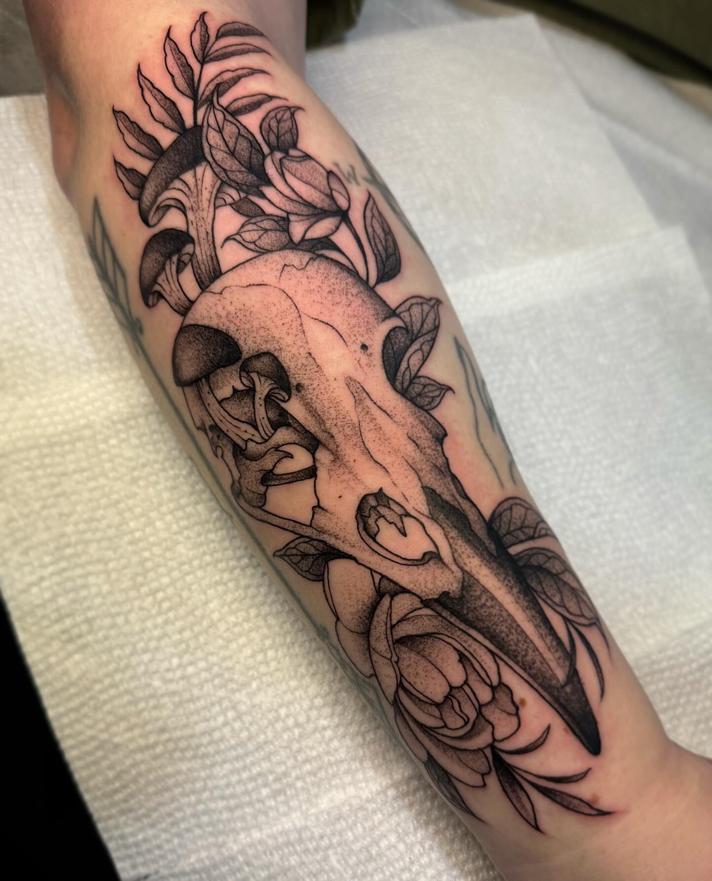 Tattoo by @lauren.tattoos — black_and_grey, dotwork
