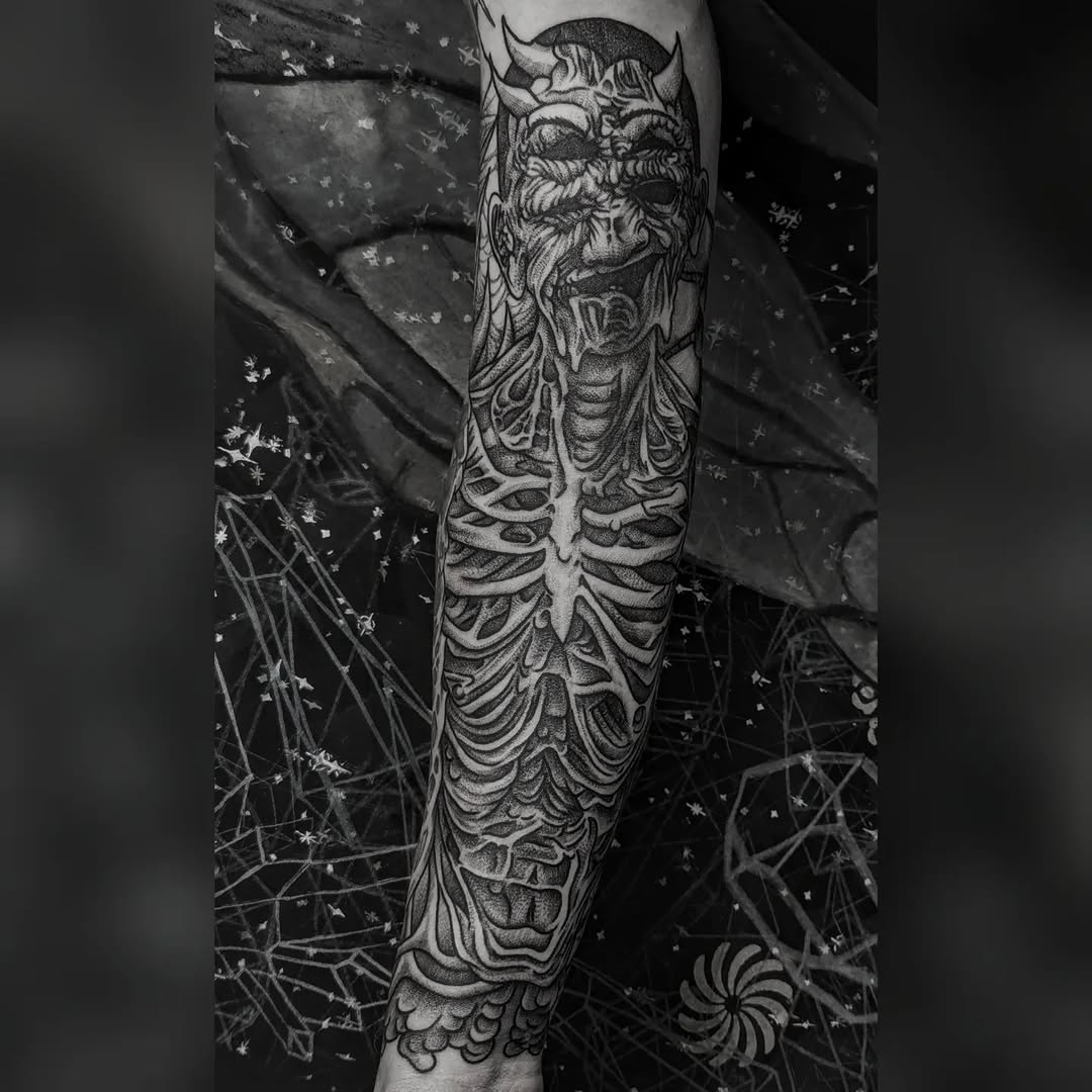 Tattoo by @worleytattoos — dark_realism, black_and_grey