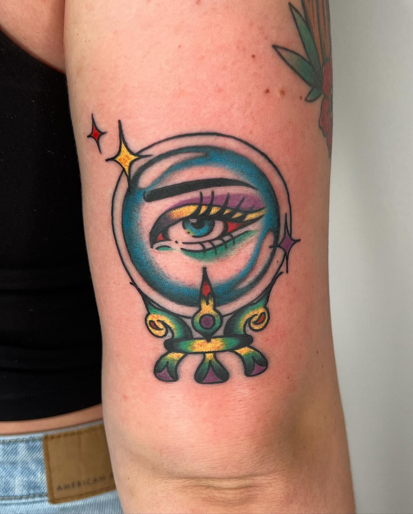 Eye in space helmet American traditional tattoo on the forearm by ⊹ ࣪ ₊✩‧₊˚ 𝖘 𝖙 𝖊 𝖕 𝖍 𝖆 𝖓 𝖎 𝖊 ˚₊‧✩₊ ࣪ ⊹