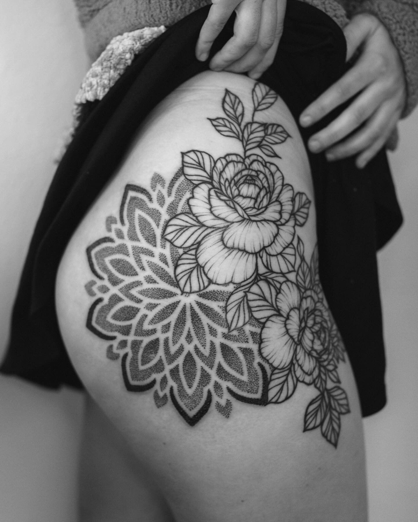 Tattoo by @shakuto_tattoos — dotwork, ornamental