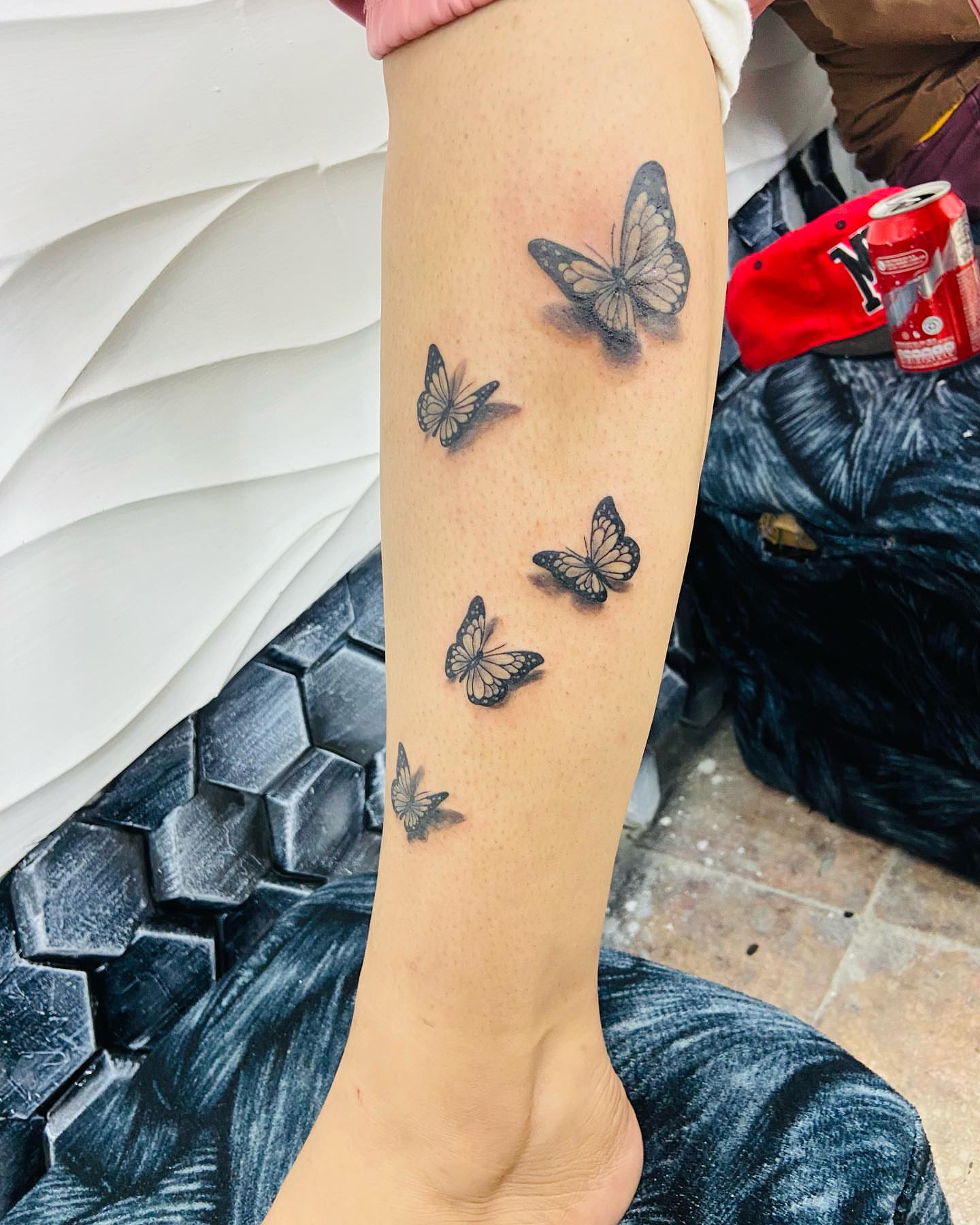 Butterflies black and grey tattoo on the forearm by Aldocasales@tatto