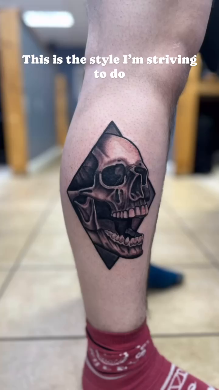 Skull realism tattoo by Adam Silfies