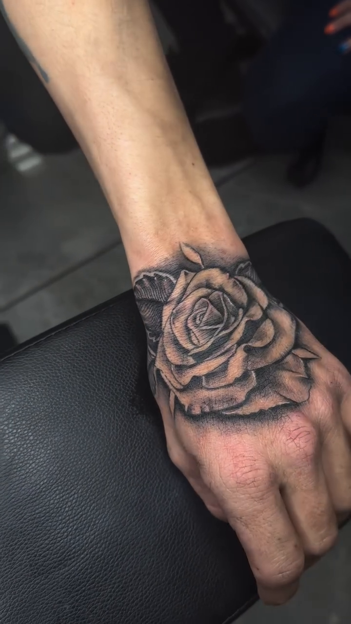 Rose realism tattoo by Myles Manuel Lopez, Phoenix, Arizona