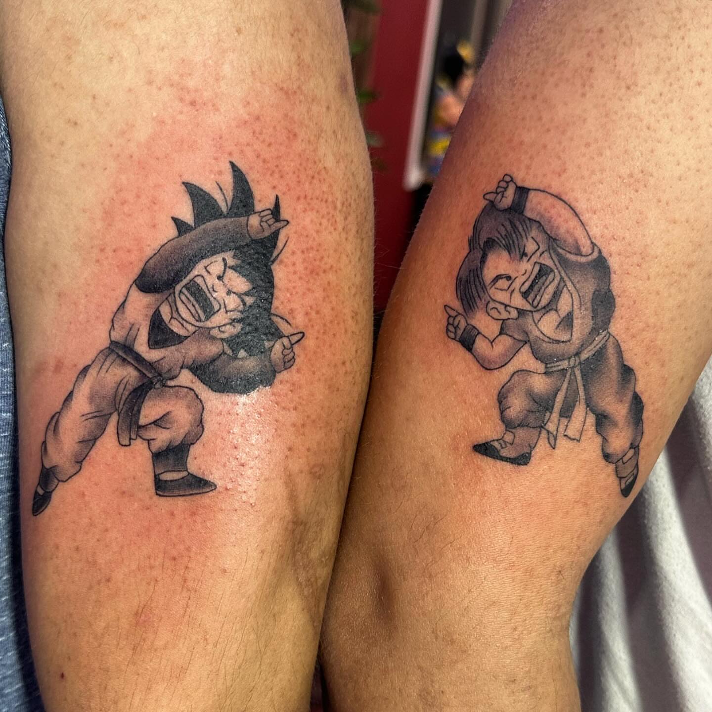 Anime characters anime tattoo on the forearm by Yari, Los Angeles, California
