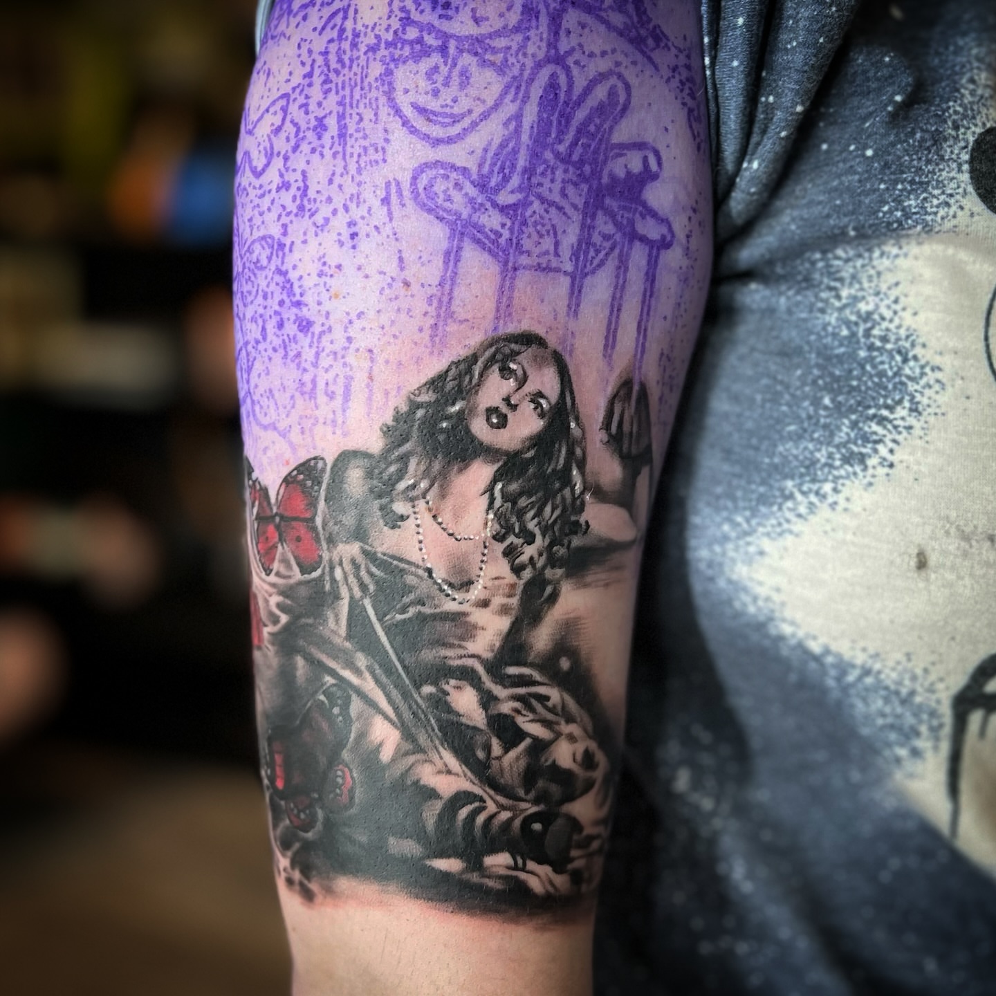 Tattoo by @mez_love_tattoos — realism, dotwork