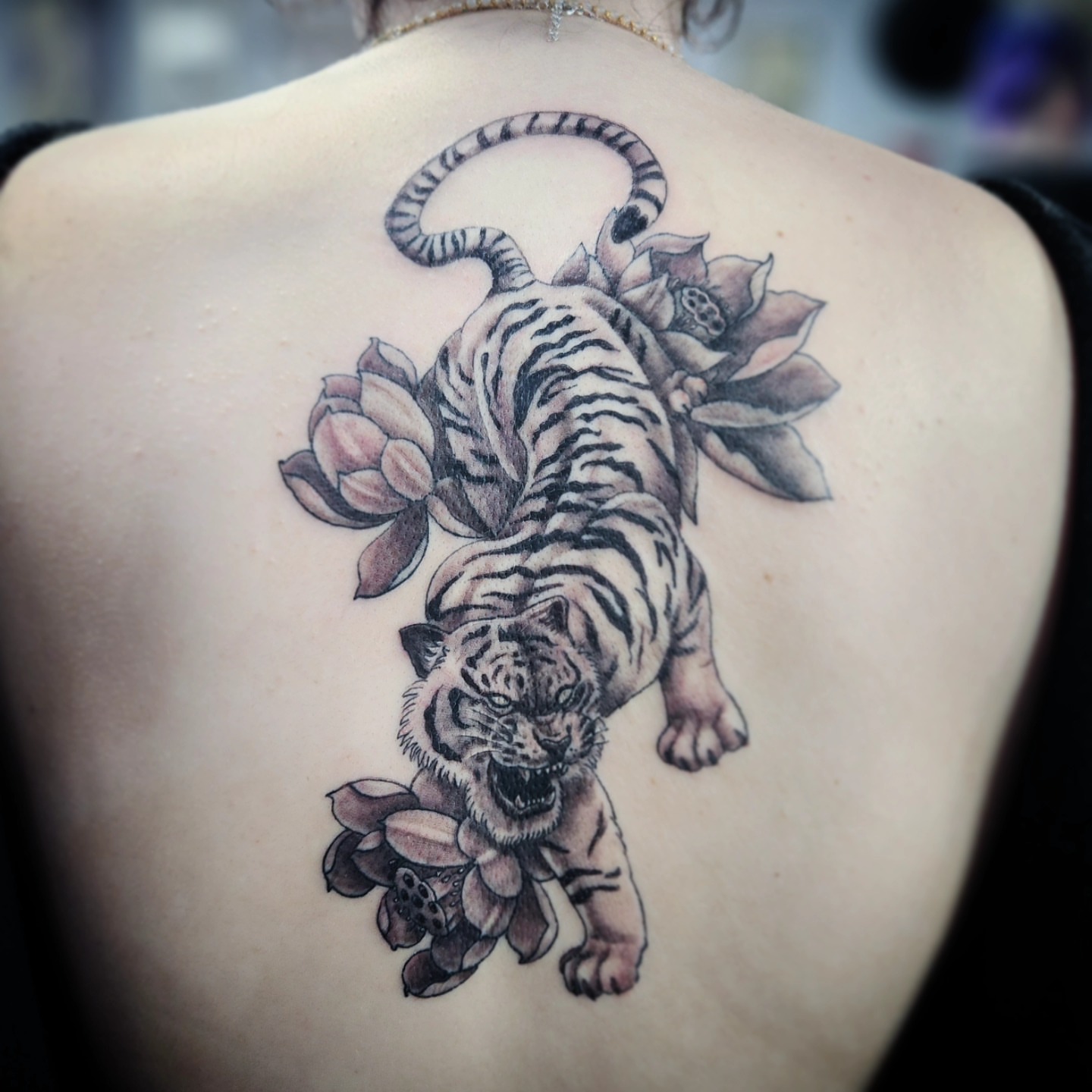 Tattoo by @ladymonsterfacetattoos — realism, dotwork