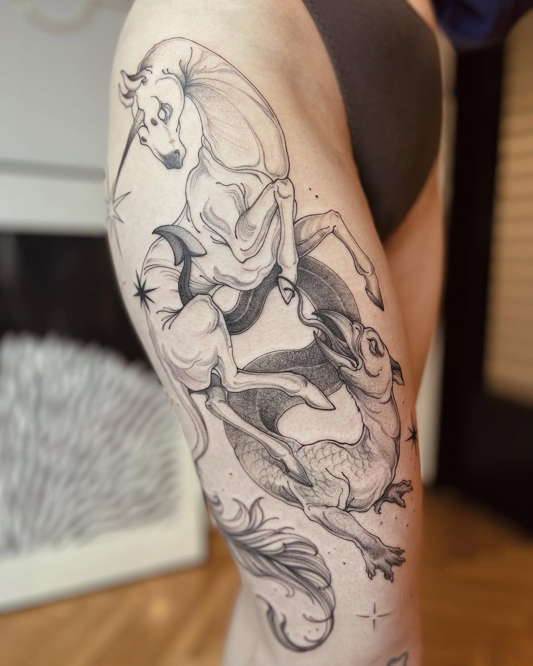 Tattoo by @vaprol — black_and_grey, illustrative