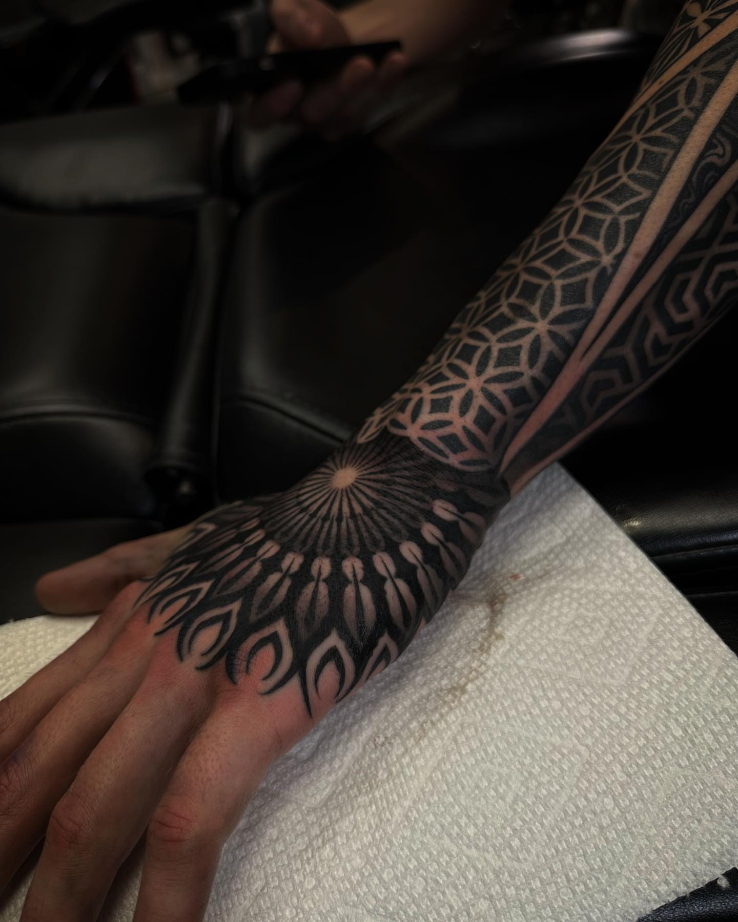 Geometric pattern geometric tattoo on the forearm by Ryan K Severe