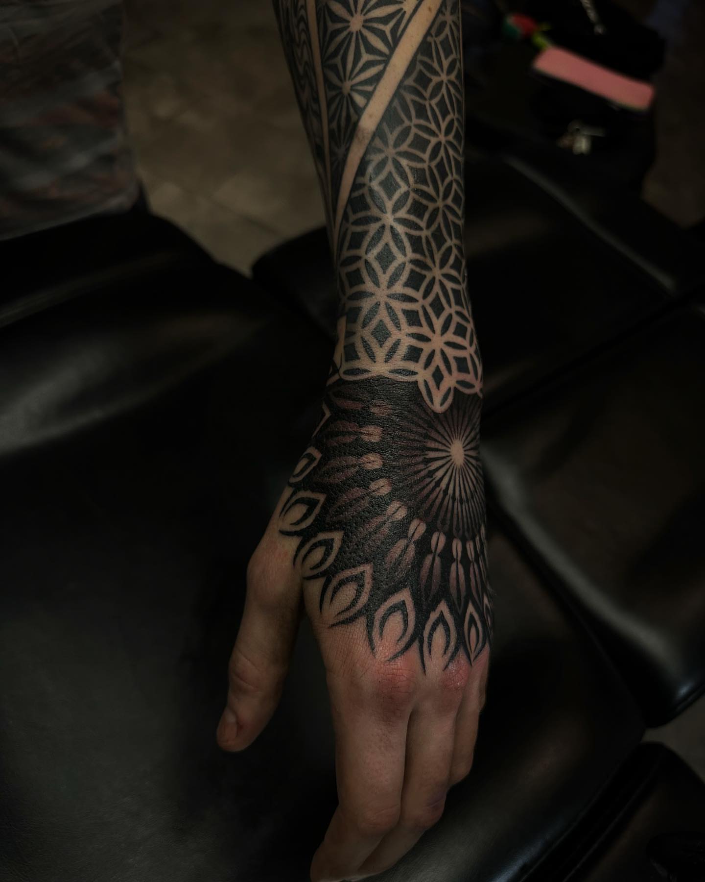 Geometric pattern geometric tattoo on the hand by Ryan K Severe