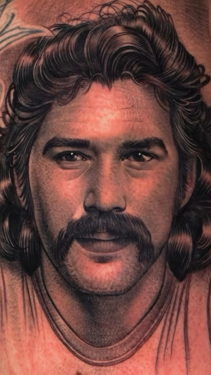 Portrait of a man realism tattoo by Brian Hernandez