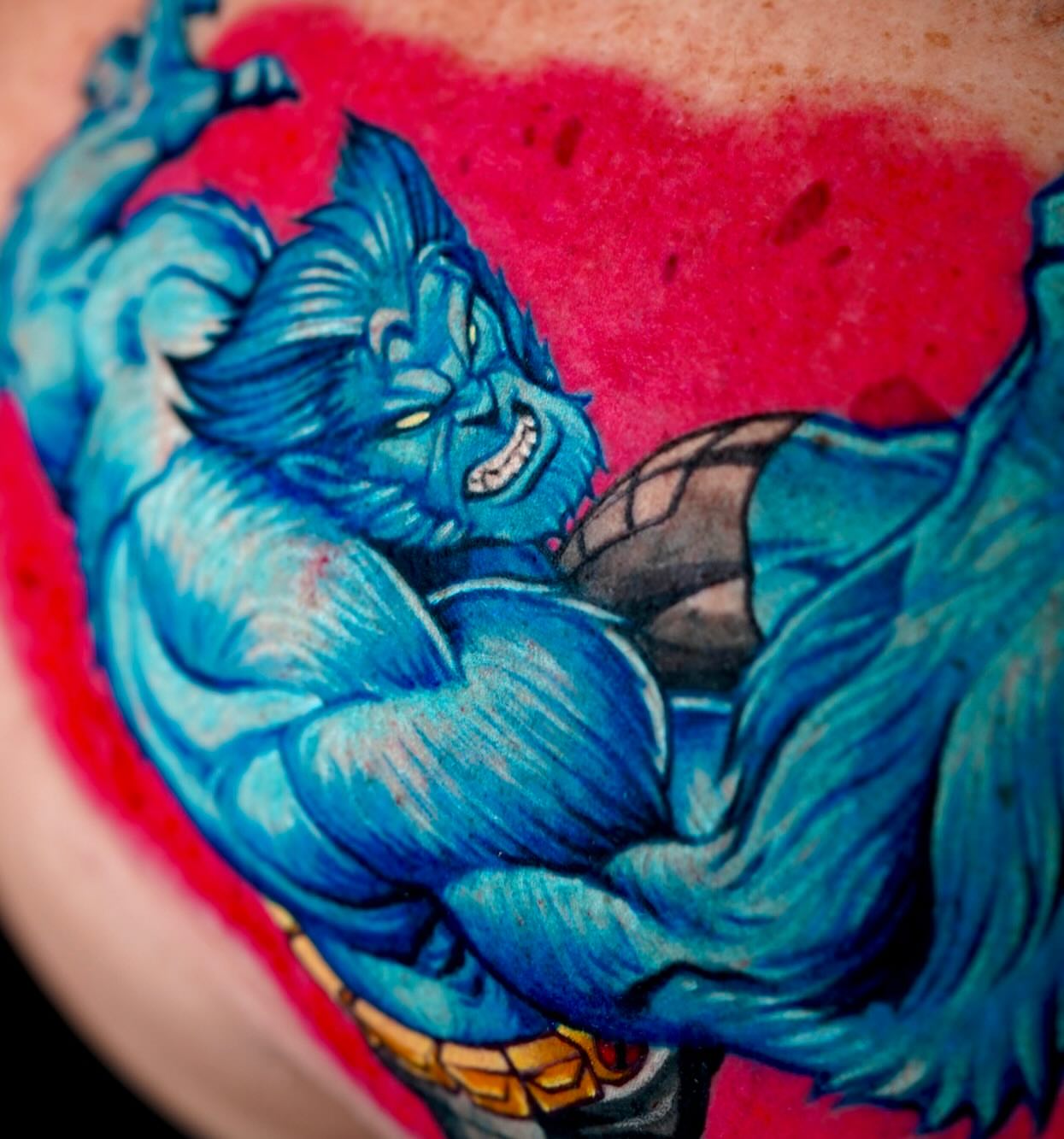 Blue hulk realism tattoo on the chest by Alejandro Rojas