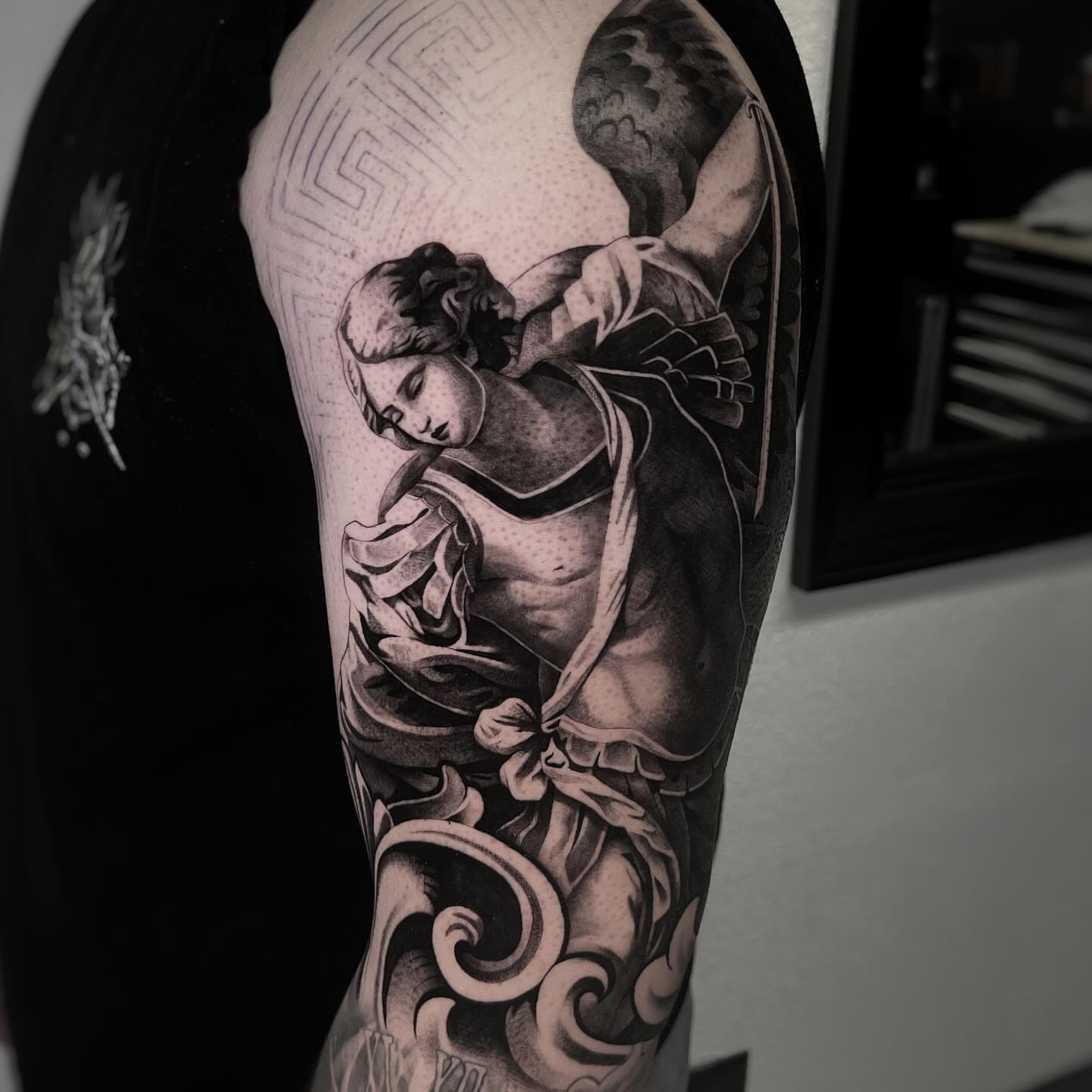 Angel realism tattoo on the forearm by 𝐓𝐚𝐭𝐭𝐨𝐨 👩🏻‍🎨