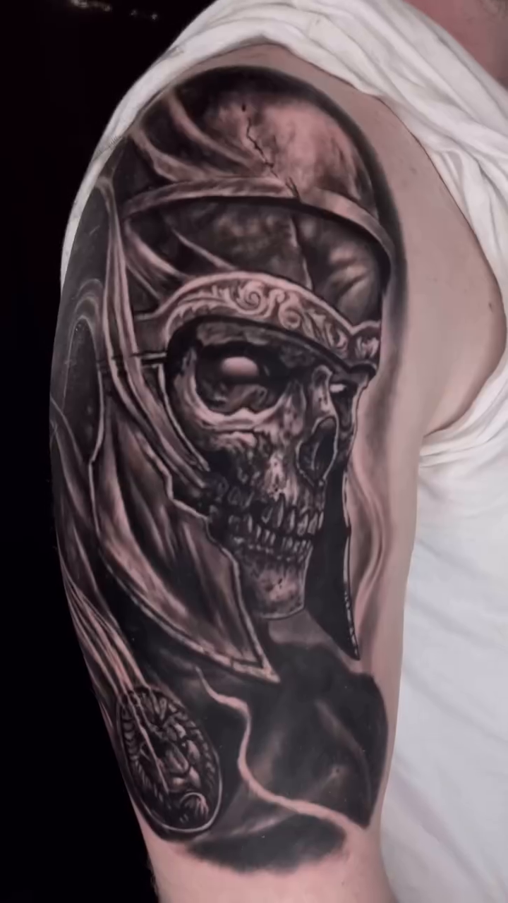 Skull with helmet realism tattoo by ππ―ππ³π¦π° πππͺπ¬π«π±