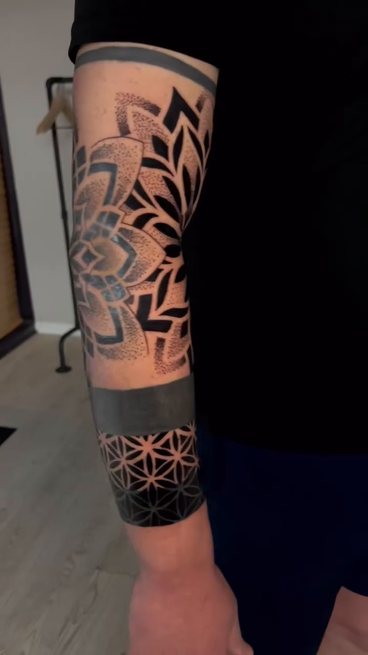 Tattoo by @ashleygreenetattoos — geometric, dotwork