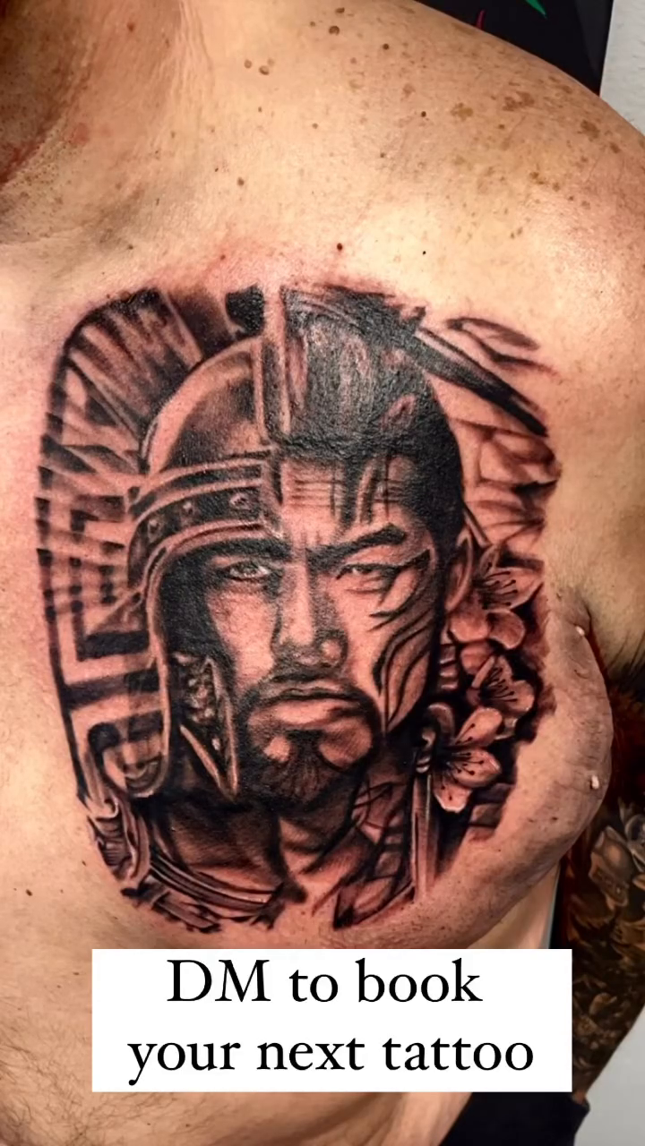 Roman soldier portrait realism tattoo by Tattoosbybeanz