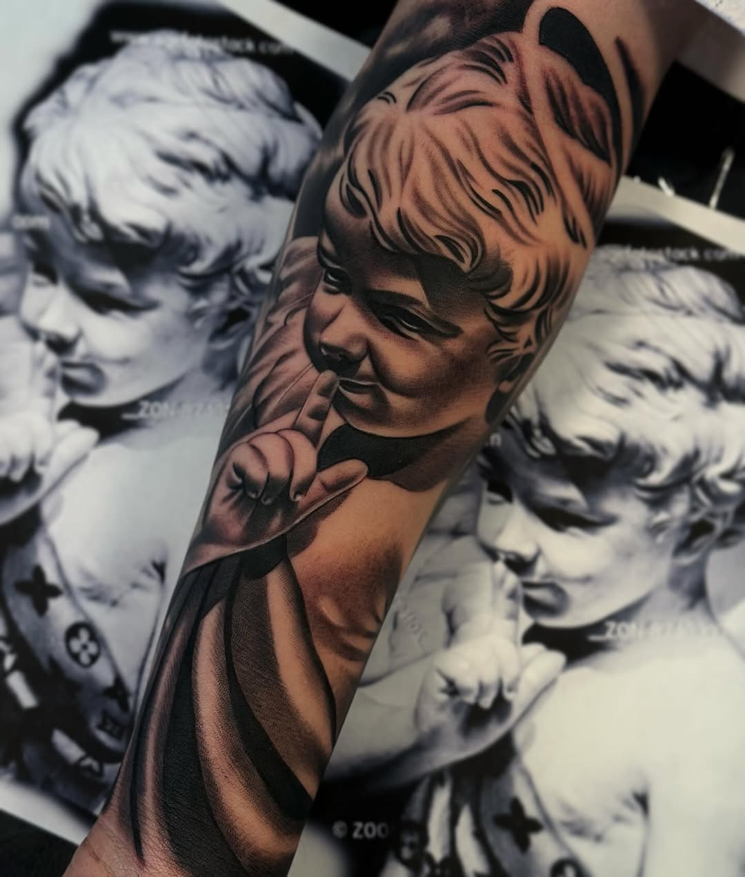 Tattoo by @angel_damiangg — realism, black_and_grey