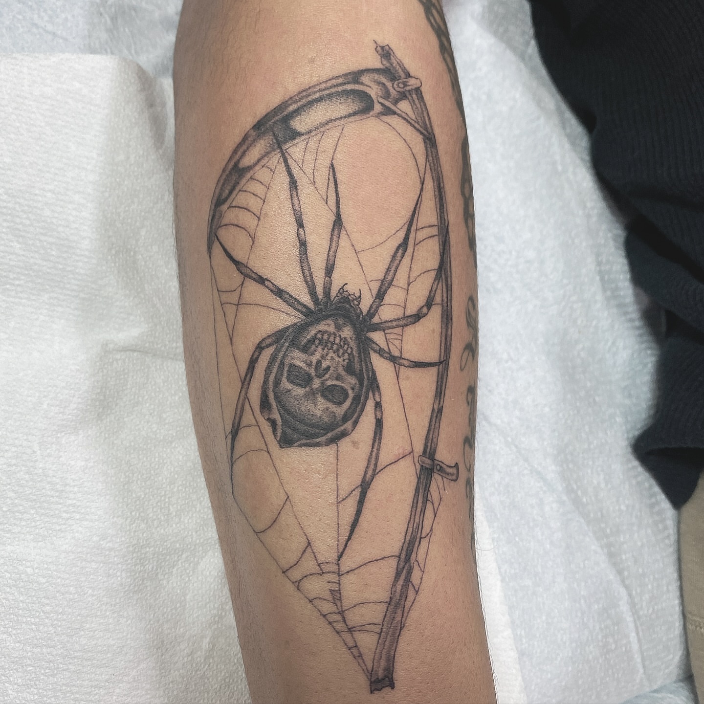 Spider realism tattoo on the forearm by Joey Delarosa, San Francisco, California