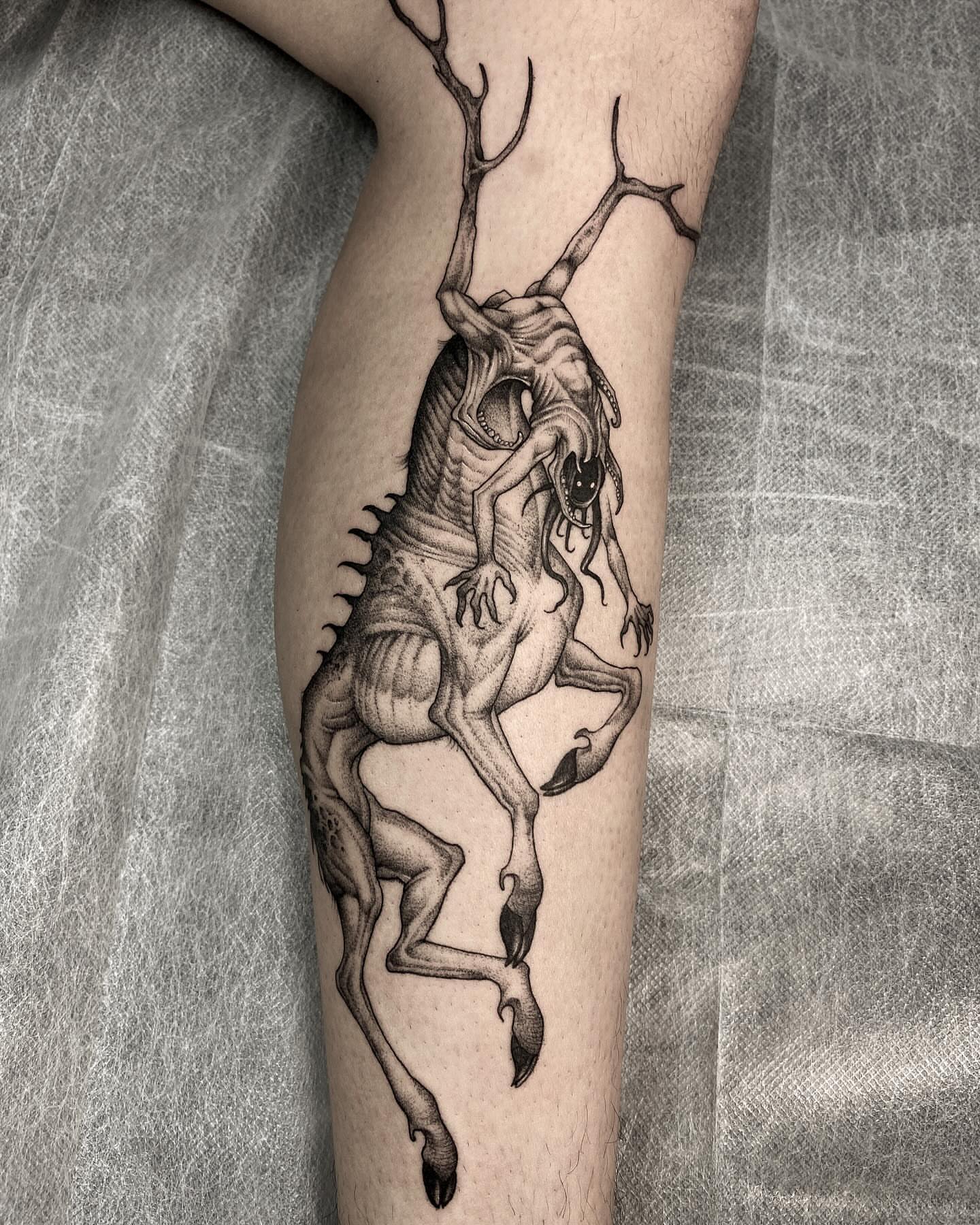 Tattoo by @crvbcore — black_and_grey, realism
